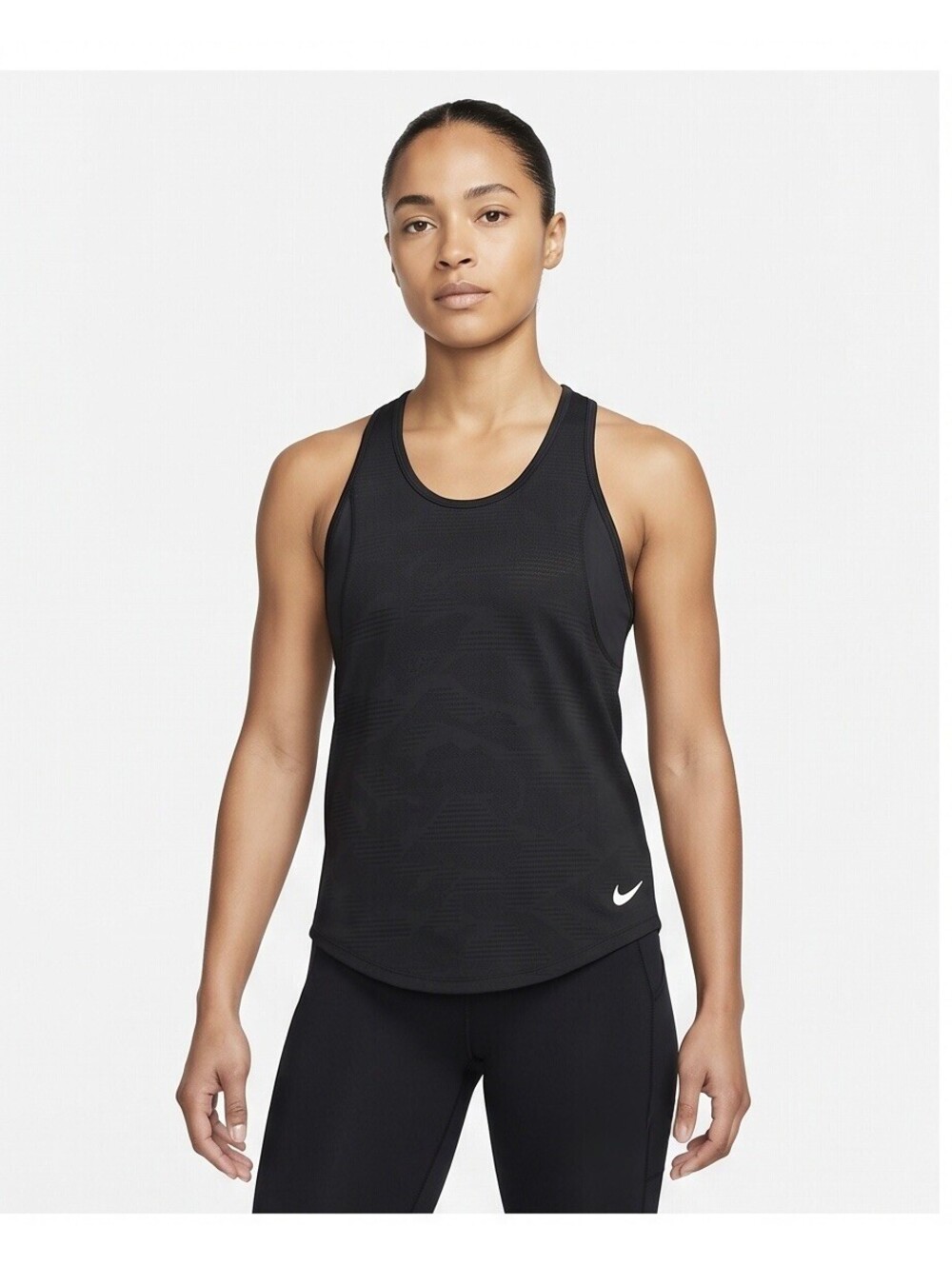Nike Women’s 10K Jacquard Dri-FIT Running Tank Top Black Size M 891168-010